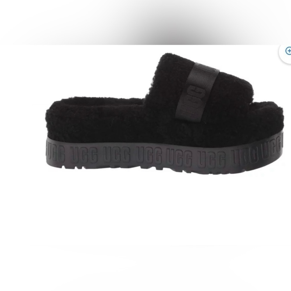 UGG Black Womens Fluffita Fuzzy Slide Sandals - Picture 3 of 13
